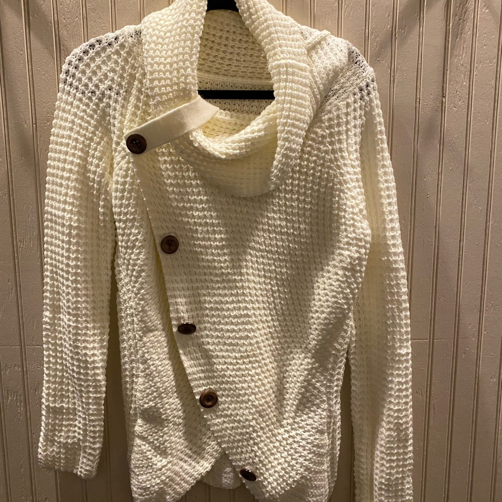 Cozy White Button-Up Sweater